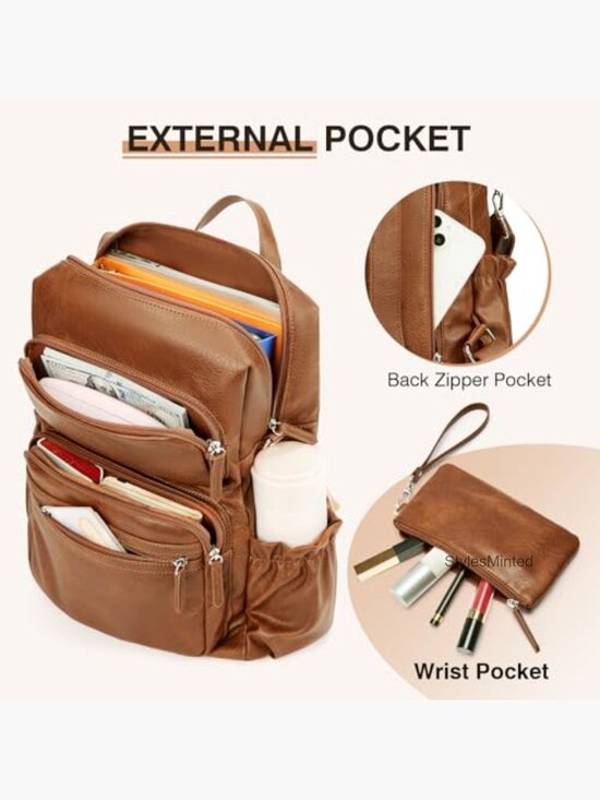 PU Leather Convertible Backpack Wristlet Set Laptop Sleeve main image 4